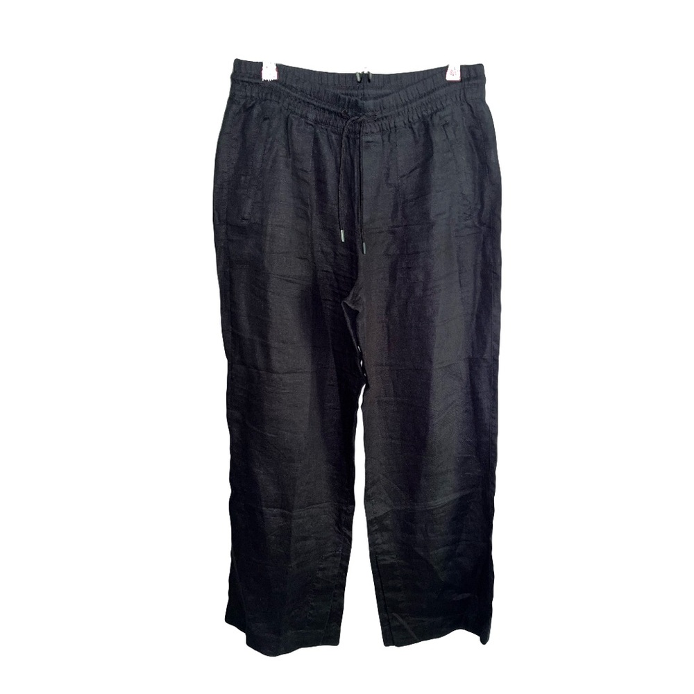 Athleta Wide Leg Black Linen-Blend Pants